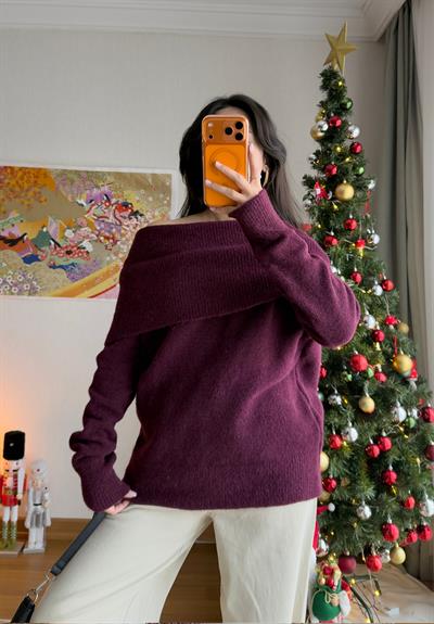 Madonna Yaka Oversize Kazak Bordo