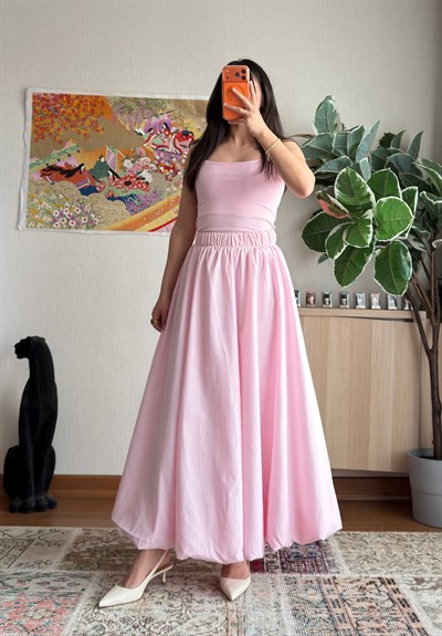 Maxi Boy Balon Etek Pembe