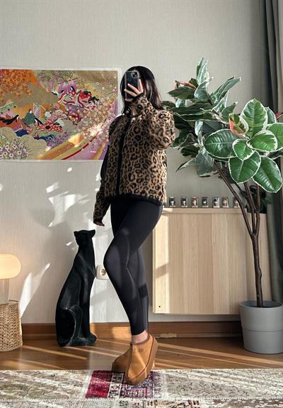 Mikiya Leopar Desenli Hırka