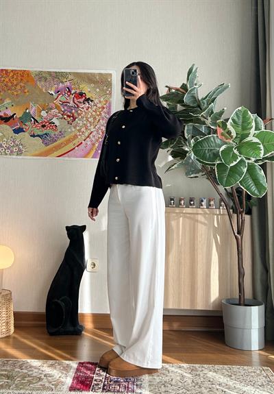 Miona Gold Düğmeli Hırka Siyah
