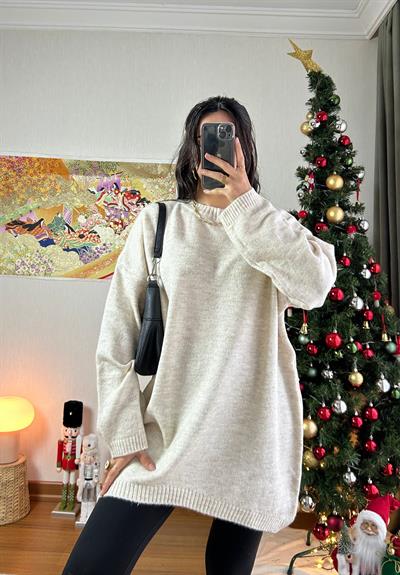 Mirua Basic Oversize Triko Kazak Bej