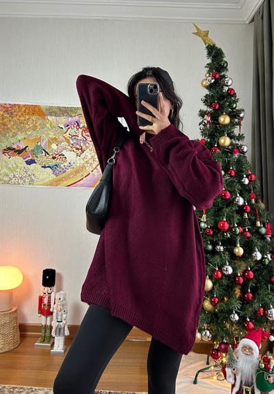 Mirua Basic Oversize Triko Kazak Bordo