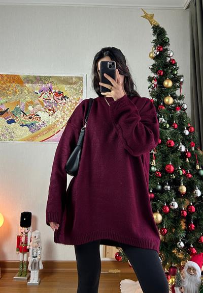 Mirua Basic Oversize Triko Kazak Bordo