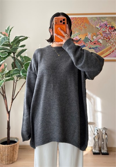 Mirua Basic Oversize Triko Kazak Füme