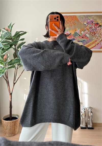 Mirua Basic Oversize Triko Kazak Füme