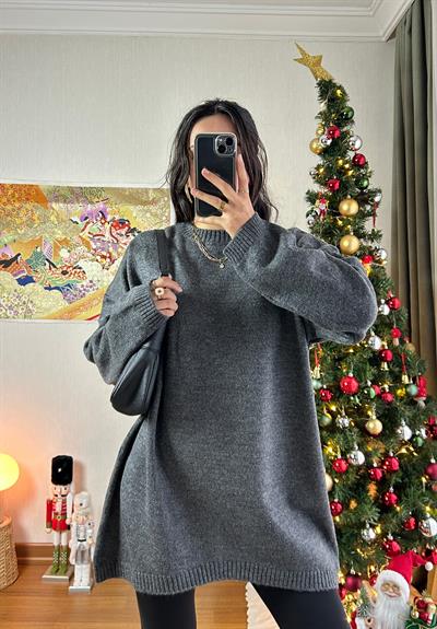 Mirua Basic Oversize Triko Kazak Füme