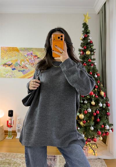 Mirua Basic Oversize Triko Kazak Füme