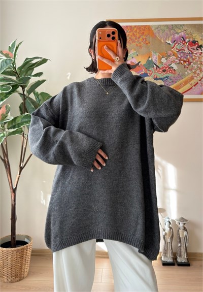 Mirua Basic Oversize Triko Kazak Füme