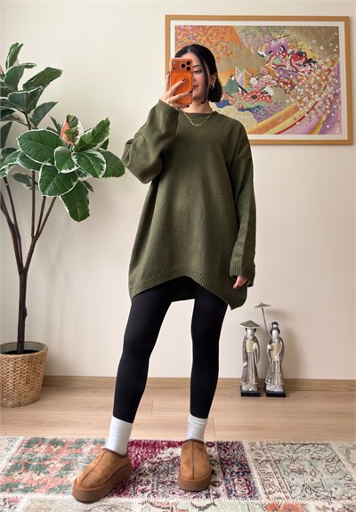 Mirua Basic Oversize Triko Kazak Haki