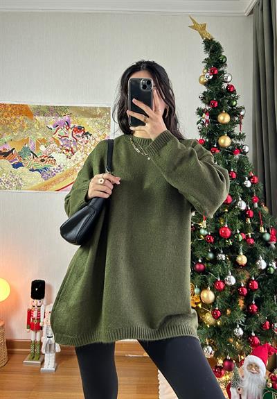 Mirua Basic Oversize Triko Kazak Haki