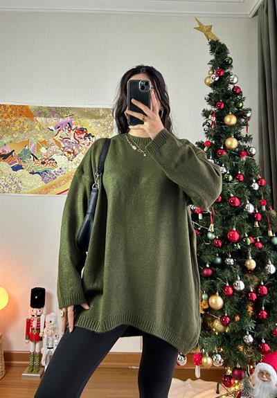Mirua Basic Oversize Triko Kazak Haki