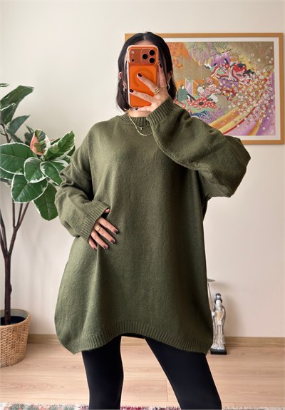 Mirua Basic Oversize Triko Kazak Haki
