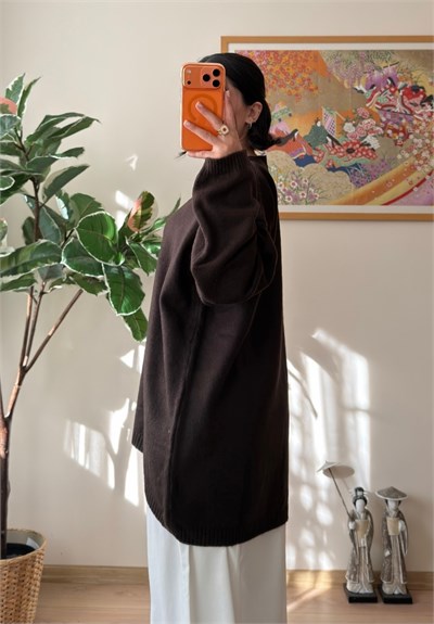 Mirua Basic Oversize Triko Kazak Kahve