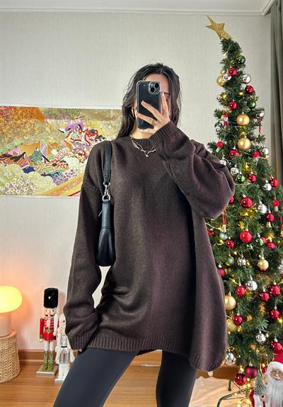 Mirua Basic Oversize Triko Kazak Kahve