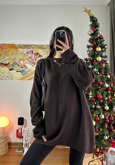 Mirua Basic Oversize Triko Kazak Kahve