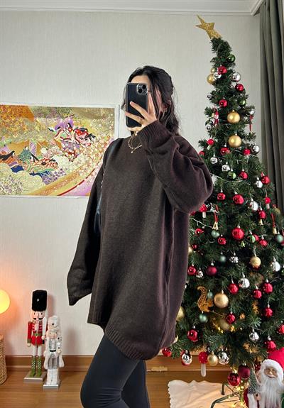 Mirua Basic Oversize Triko Kazak Kahve