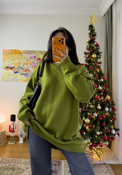 Mirua Basic Oversize Triko Kazak Yeşil