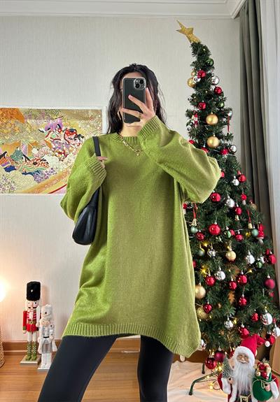 Mirua Basic Oversize Triko Kazak Yeşil