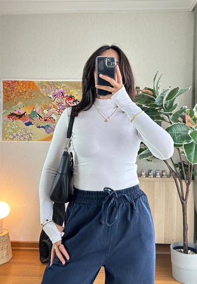 Mitsu Parmak Geçmeli Body Beyaz