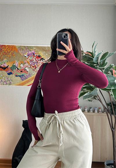 Mitsu Parmak Geçmeli Body Bordo