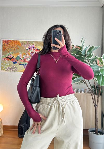 Mitsu Parmak Geçmeli Body Bordo