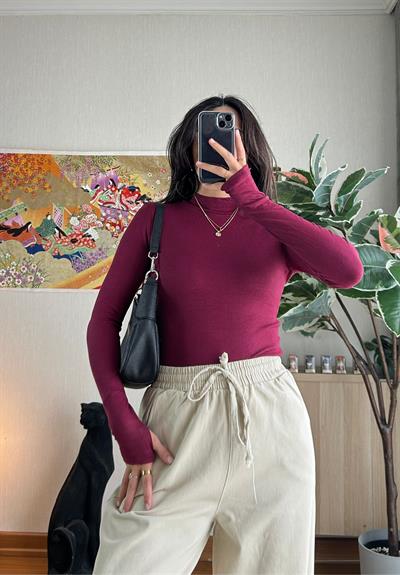 Mitsu Parmak Geçmeli Body Bordo