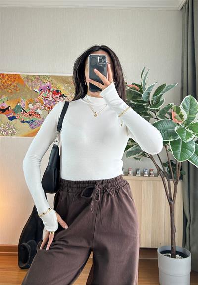 Mitsu Parmak Geçmeli Body Ekru