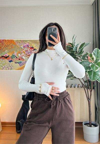 Mitsu Parmak Geçmeli Body Ekru