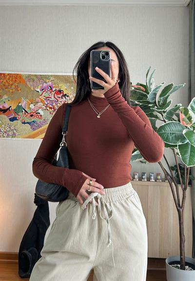 Mitsu Parmak Geçmeli Body Kahve