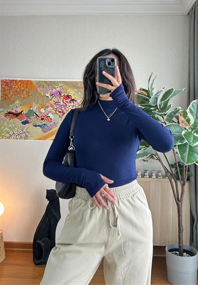 Mitsu Parmak Geçmeli Body Lacivert