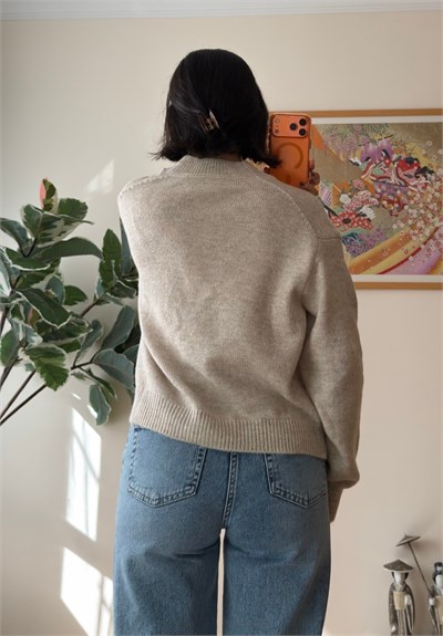 Miyuko Basic Çift Cepli Hırka Bej