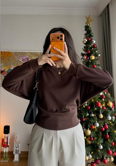 Namie Yarasa Kol Sweatshirt Kahve