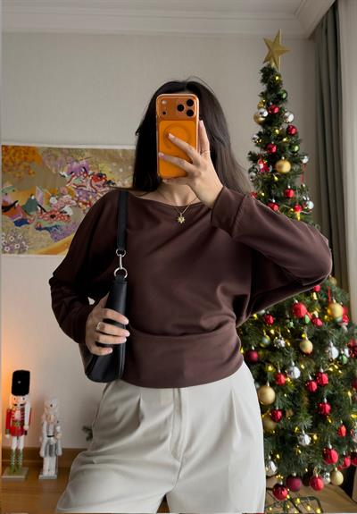 Namie Yarasa Kol Sweatshirt Kahve