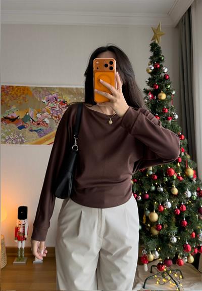 Namie Yarasa Kol Sweatshirt Kahve