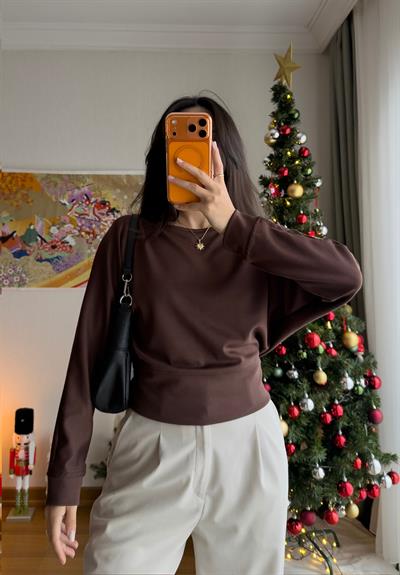 Namie Yarasa Kol Sweatshirt Kahve