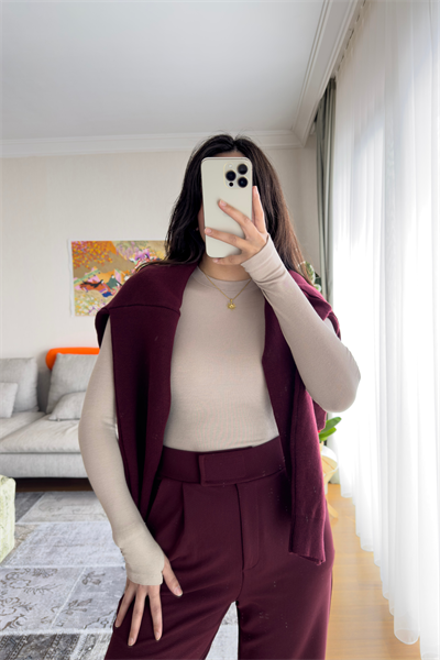 Os Parmak Geçmeli Body Bej