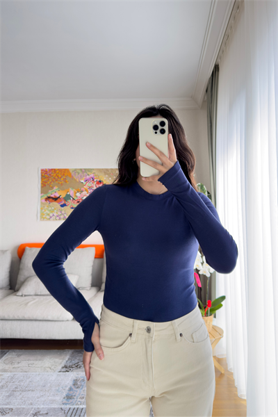 Os Parmak Geçmeli Body Lacivert