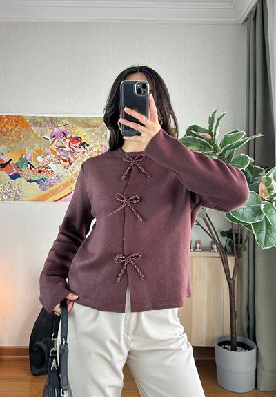 Ouka Kurdale Detaylı Kazak Bordo