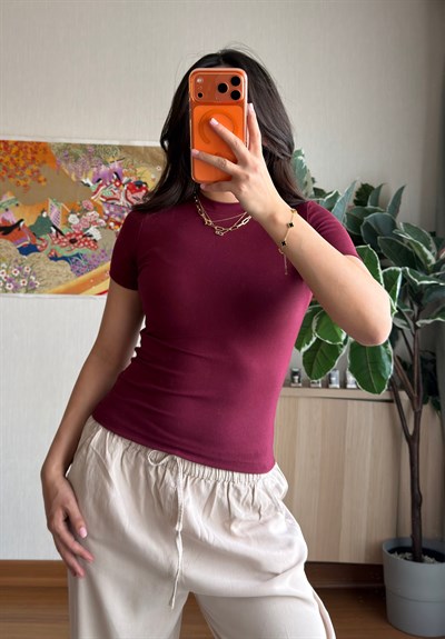 Oys Basic Fit T-Shirt Bordo