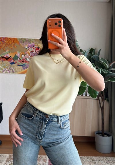 Oys Basic T-Shirt Sarı