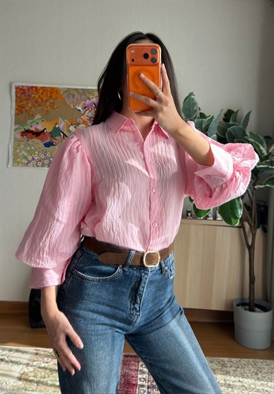 Prenses Kol Gömlek Pembe