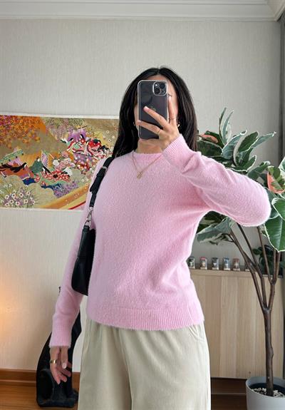 Rie Yumuşak Basic Kazak Pembe