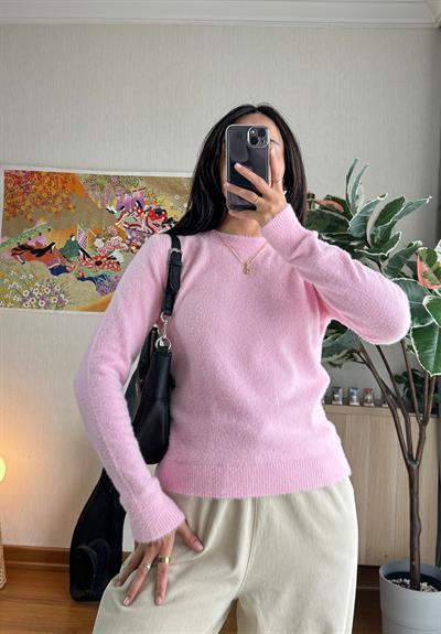 Rie Yumuşak Basic Kazak Pembe