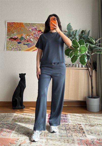 Rina Kısa Kol Modal Takım Füme