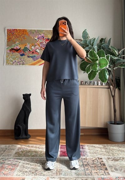 Rina Kısa Kol Modal Takım Füme