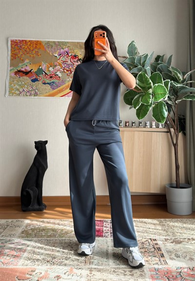 Rina Kısa Kol Modal Takım Füme