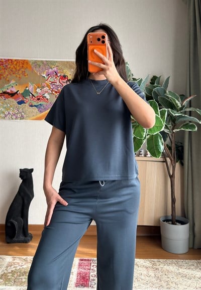 Rina Kısa Kol Modal Takım Füme