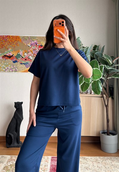 Rina Kısa Kol Modal Takım Lacivert
