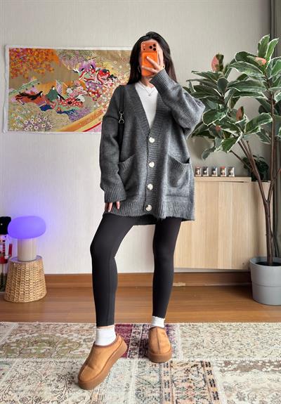 Rinako Uzun Hırka Füme