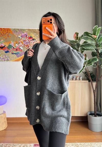 Rinako Uzun Hırka Füme